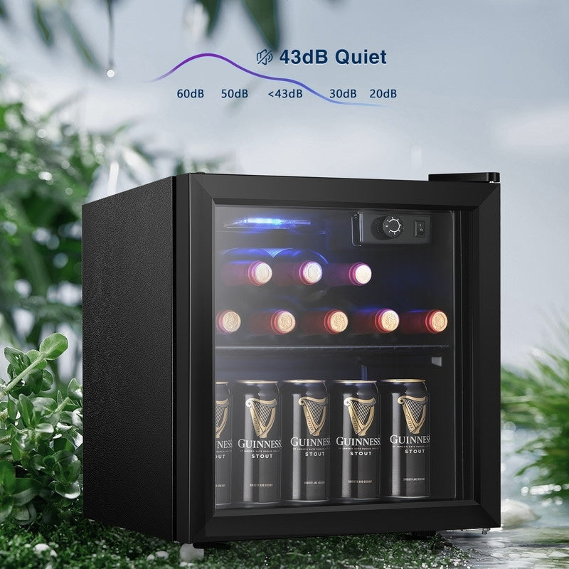 Réfrigérateur à boissons de 1,3 pi³ - Mini-réfrigérateur pour 48 canettes et 12 bouteilles, porte en verre, commande par bouton