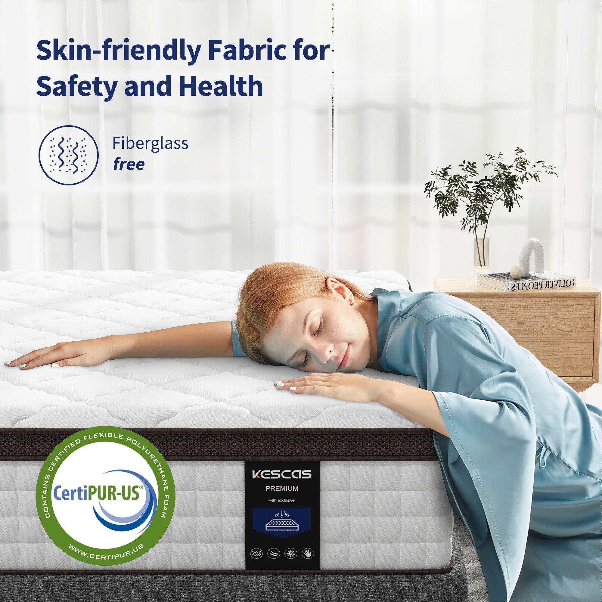 Matelas hybride en mousse à mémoire de forme 10 - Soutien ferme moyen avec ressorts renforcés pour soulager la pression, certifié CertiPUR-US