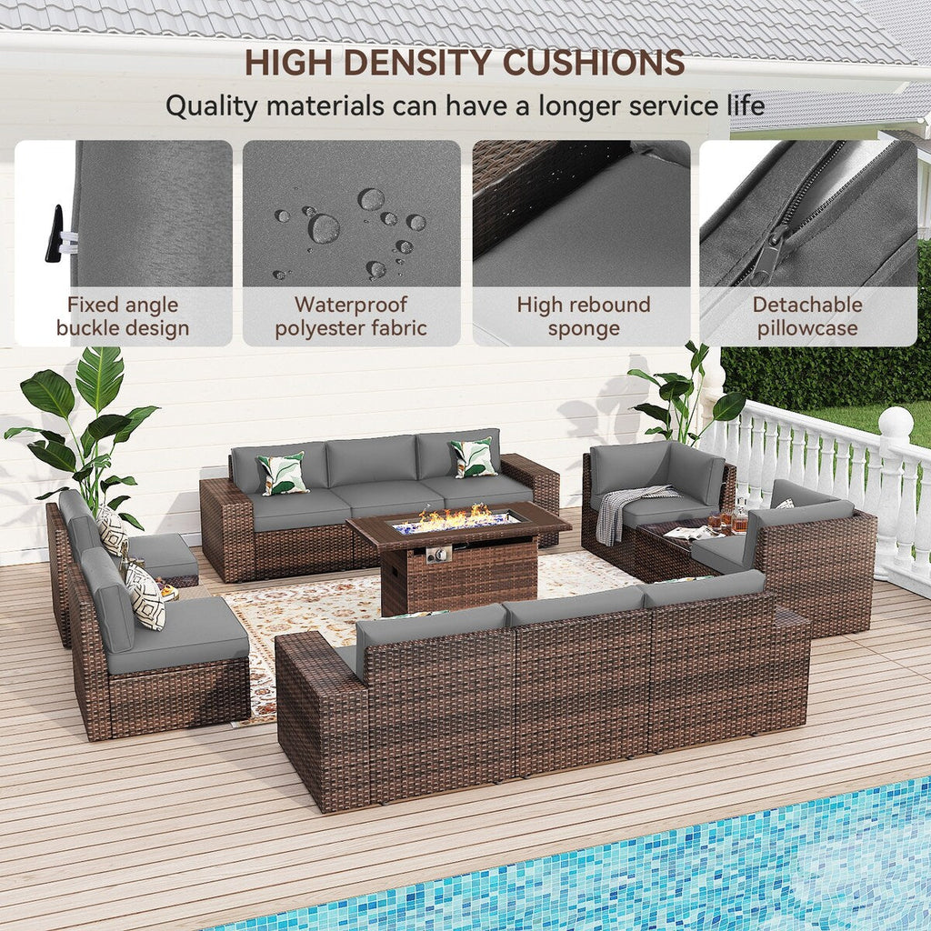 Ensemble de meubles de patio 13 pièces avec table de foyer 44