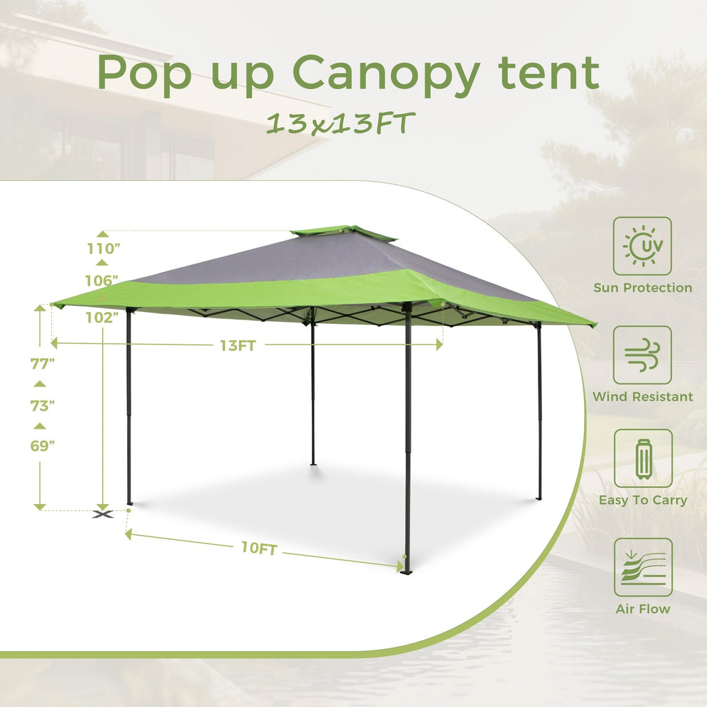 Gazebo de jardin renforcé escamotable avec rideau d'angle élégant - 13 x 13 pi