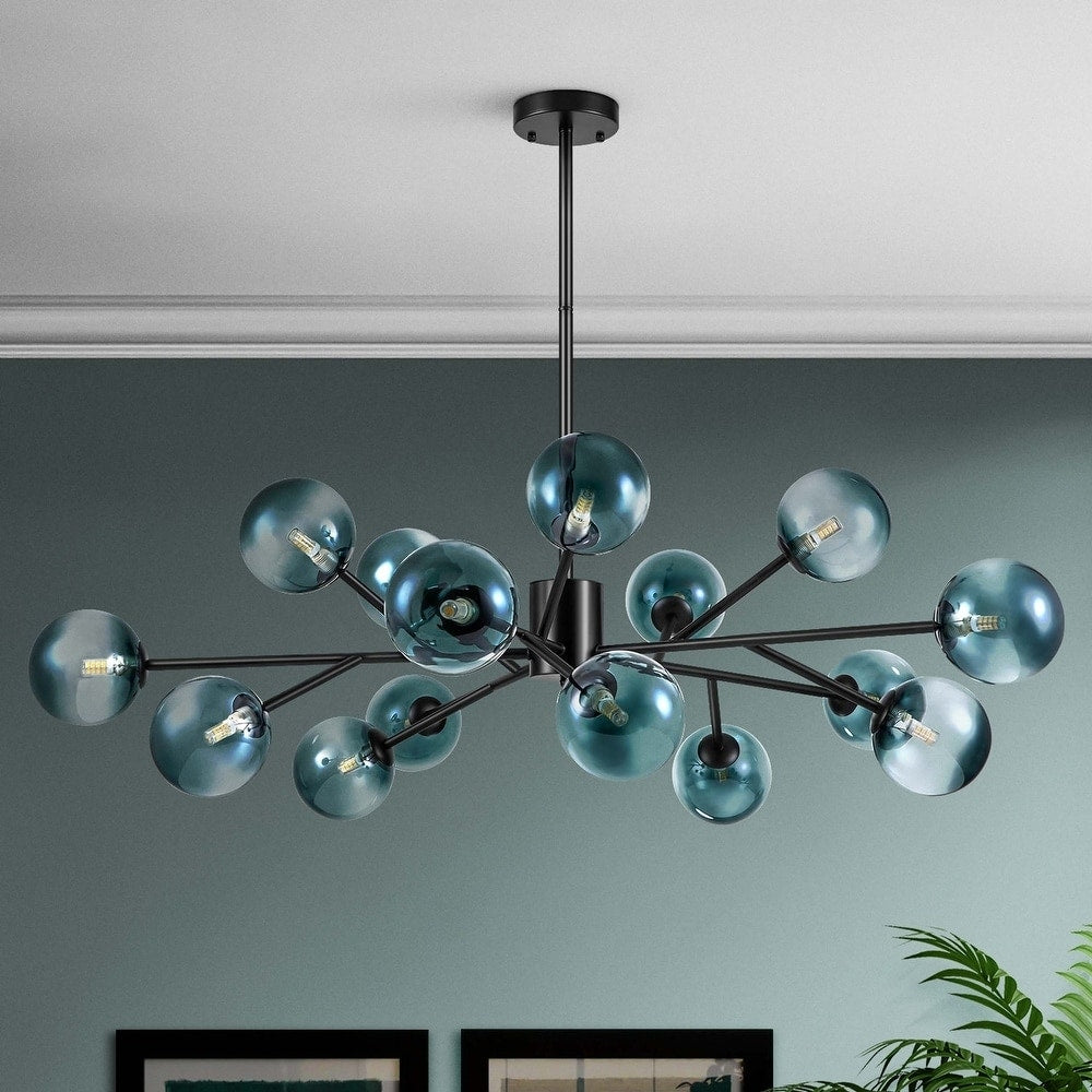 Lustre moderne à bulles Spoutnik de grande taille, noir ou doré, pour salle à manger