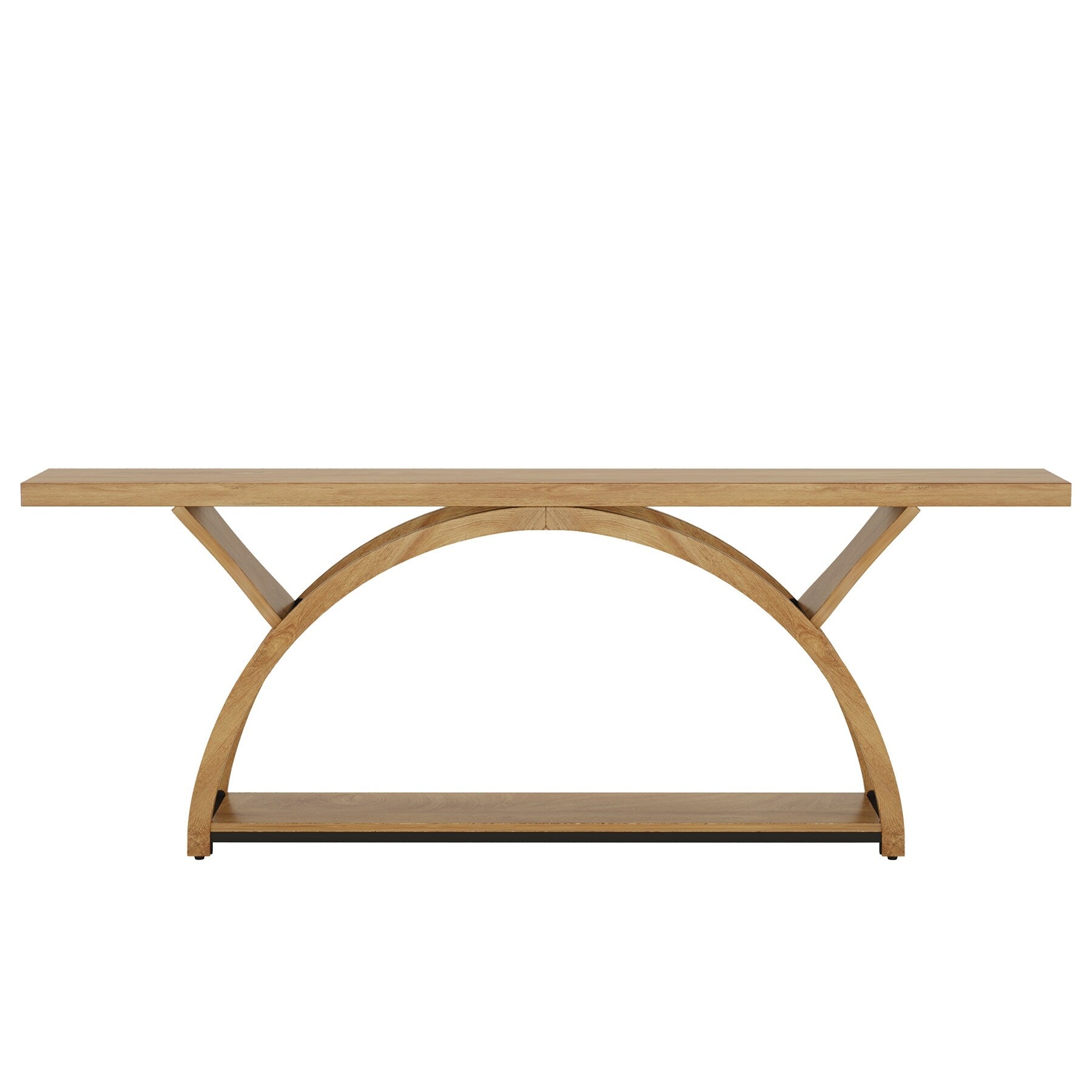 Console étroite à deux niveaux avec cadre semi-circulaire pour entrée, tables d'appoint de couloir grises