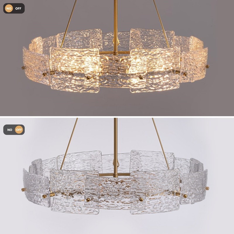 Lustre moderne en cristal doré de 23,6 po, 6 lumières, style tambour glamour, pour îlot de cuisine et salle à manger