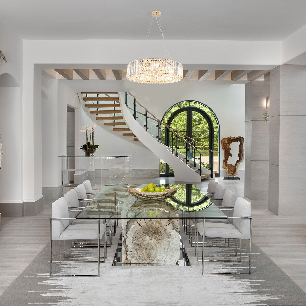 Lustre de ferme de 63 cm à 8 lumières, lustre en cristal, lustre tambour pour salle à manger, salon, chambre à coucher, cuisine