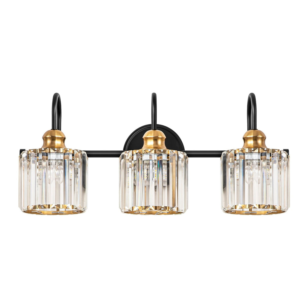 Applique murale de salle de bain moderne à 3 ou 4 lumières, en cristal, à intensité variable et linéaire, au-dessus du miroir