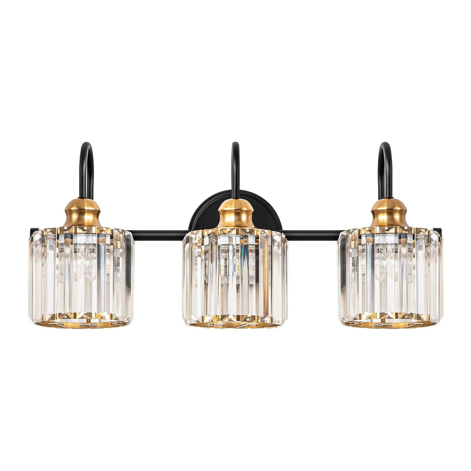 Applique murale de salle de bain moderne à 3 ou 4 lumières, en cristal, à intensité variable et linéaire, au-dessus du miroir