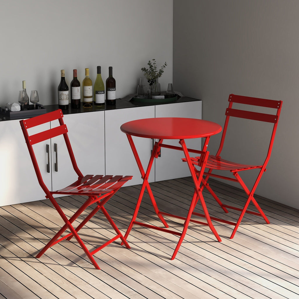 Ensemble bistro minimaliste de patio 3 pièces avec table ronde pliable et chaises - Ensemble bistro de patio 3 pièces