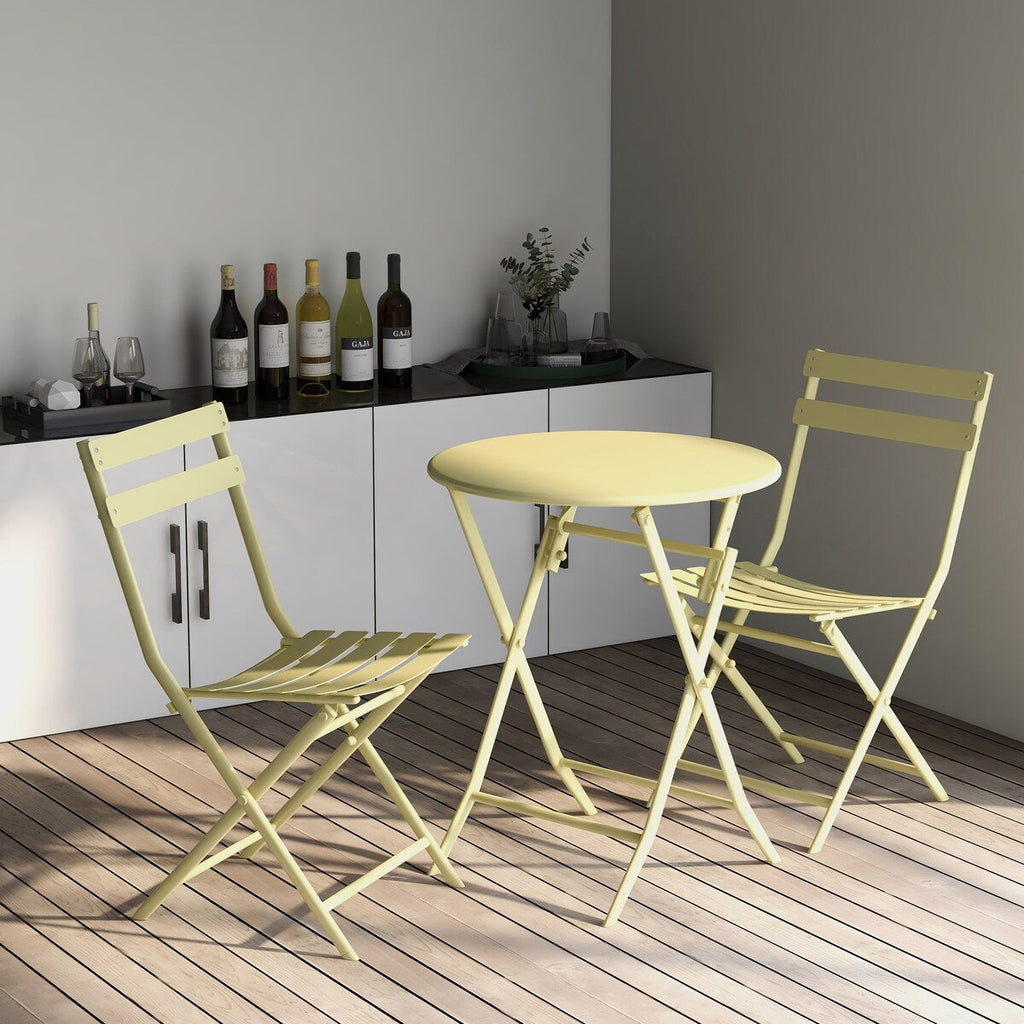 Ensemble bistro minimaliste de patio 3 pièces avec table ronde pliable et chaises - Ensemble bistro de patio 3 pièces