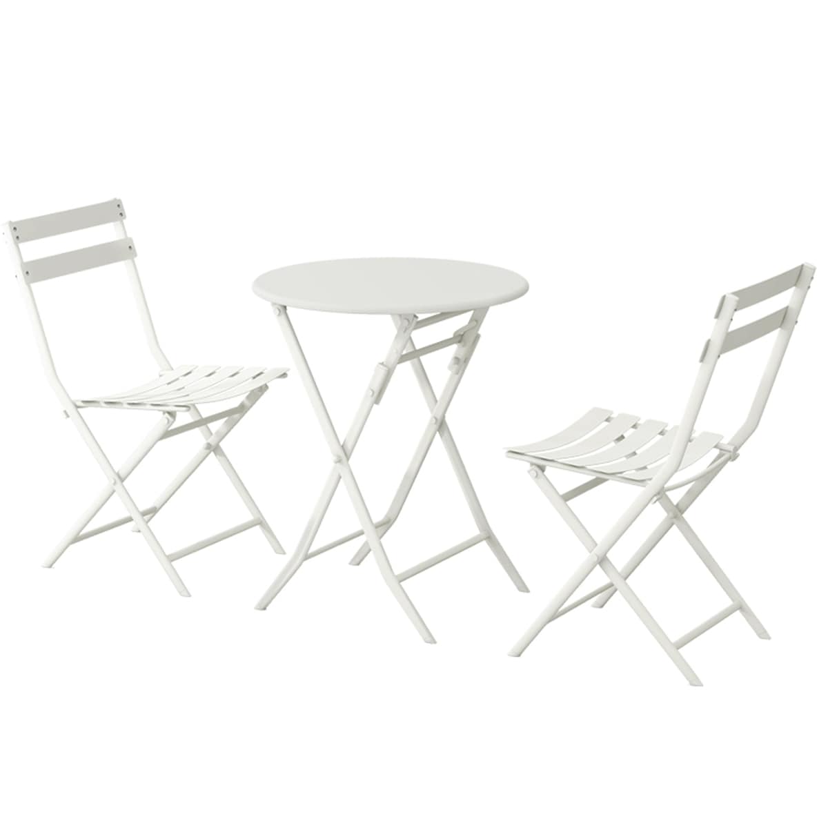Ensemble bistro de patio 3 pièces avec table ronde pliable et chaises