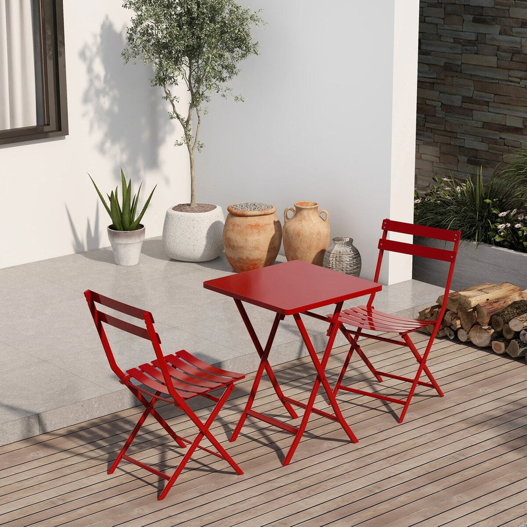 Ensemble bistro minimaliste de patio 3 pièces avec table carrée pliable et chaises - 3 pièces