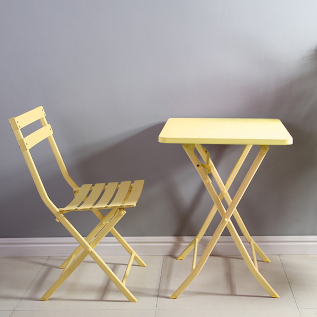 Ensemble bistro minimaliste de patio 3 pièces avec table carrée pliable et chaises - 3 pièces