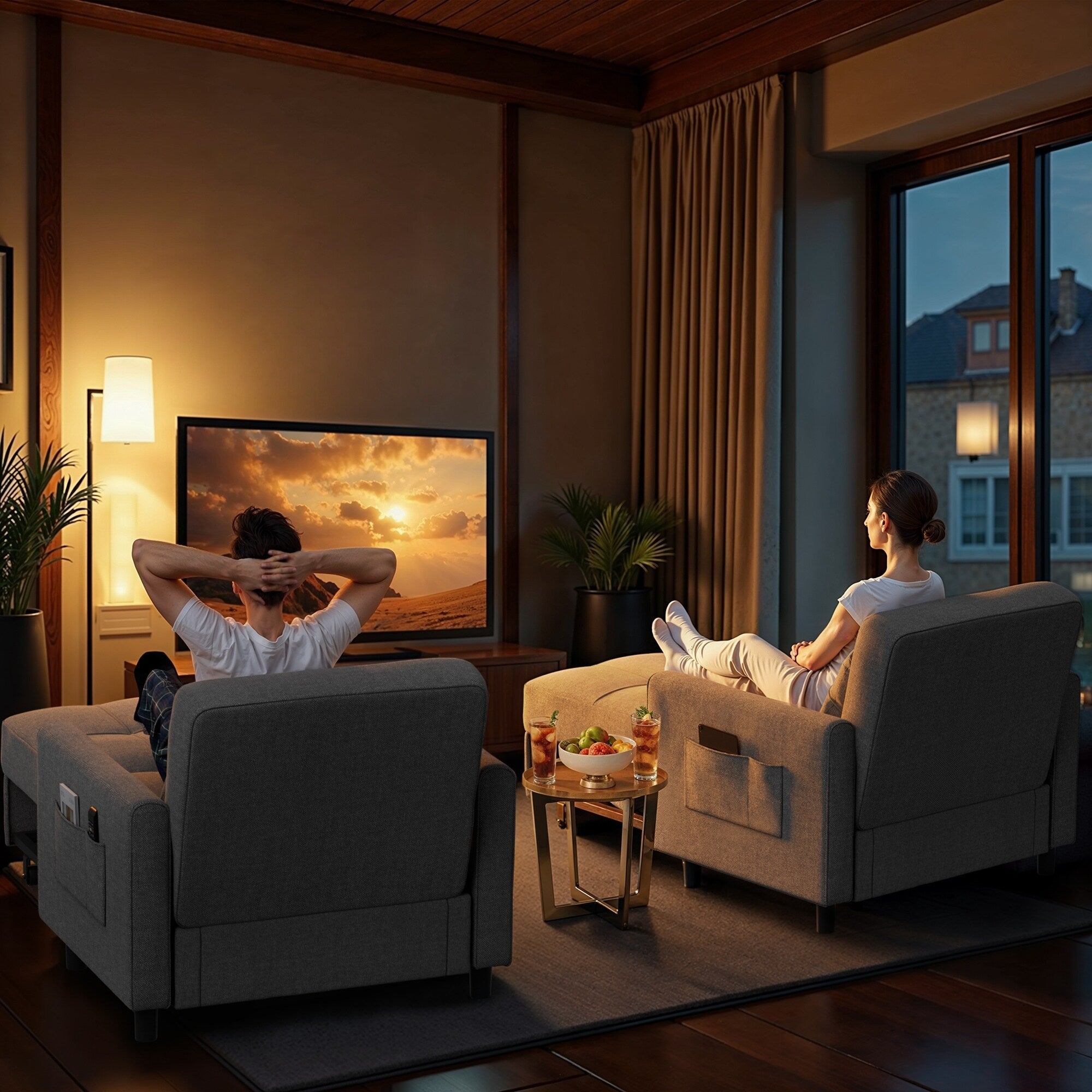 Canapé-lit gigogne 3 en 1, convertible, réglable, pliable et rembourré