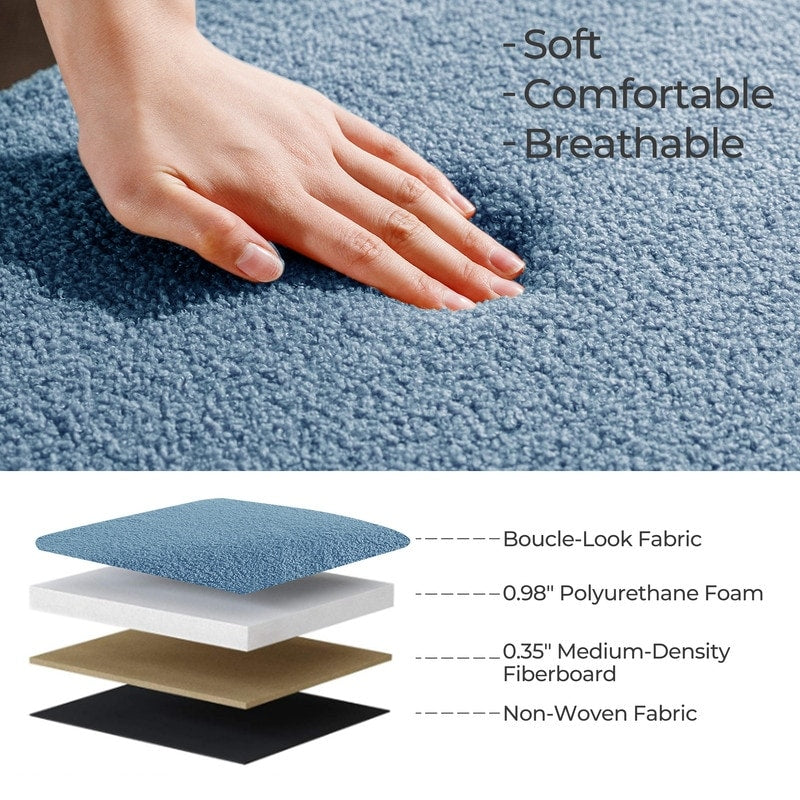 Banc ottoman de rangement en sherpa blanc cassé, repose-pieds, pour salon, chambre à coucher, pieds en bois