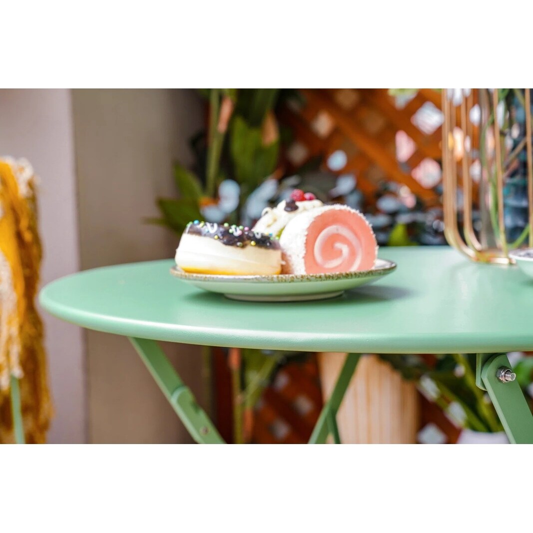 Ensemble bistrot pliant en métal 3 pièces, résistant aux intempéries, pour l'extérieur et l'intérieur, idéal pour la terrasse, la cour et le jardin.