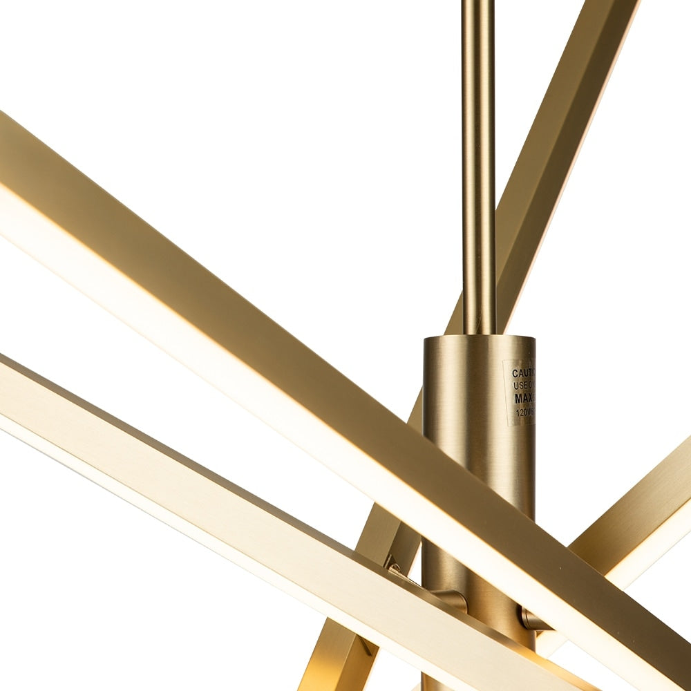 Lustre LED moderne en aluminium noir/doré, plafonnier linéaire Spoutnik pour salon/salle à manger/cuisine