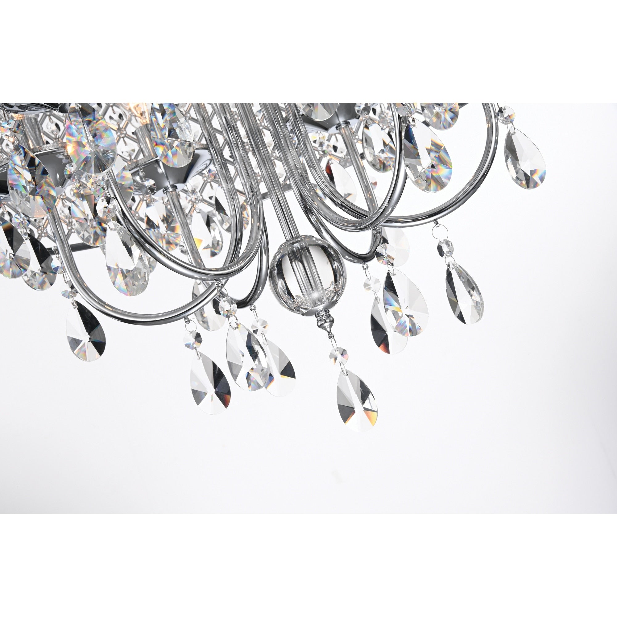 Lustre tambour à perles rondes avec cristaux suspendus