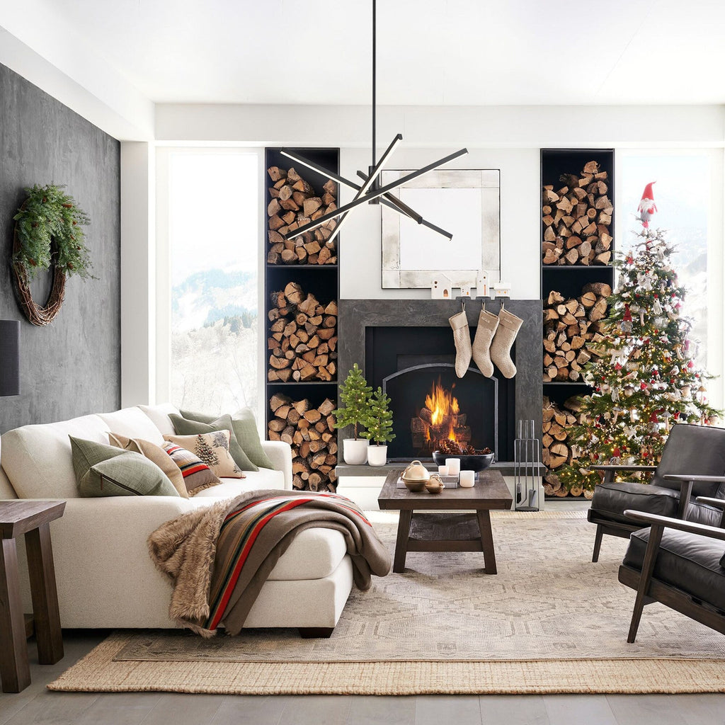 Lustre LED moderne en aluminium noir/doré, plafonnier linéaire Spoutnik pour salon/salle à manger/cuisine