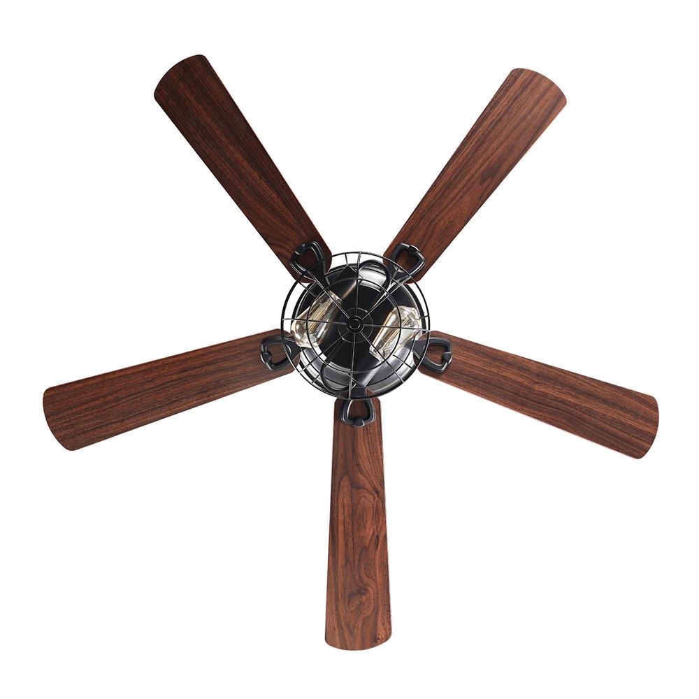 Ventilateur de plafond encastré noir Farmhouse de 48 po à 5 pales en bois à profil bas avec télécommande et kit d'éclairage
