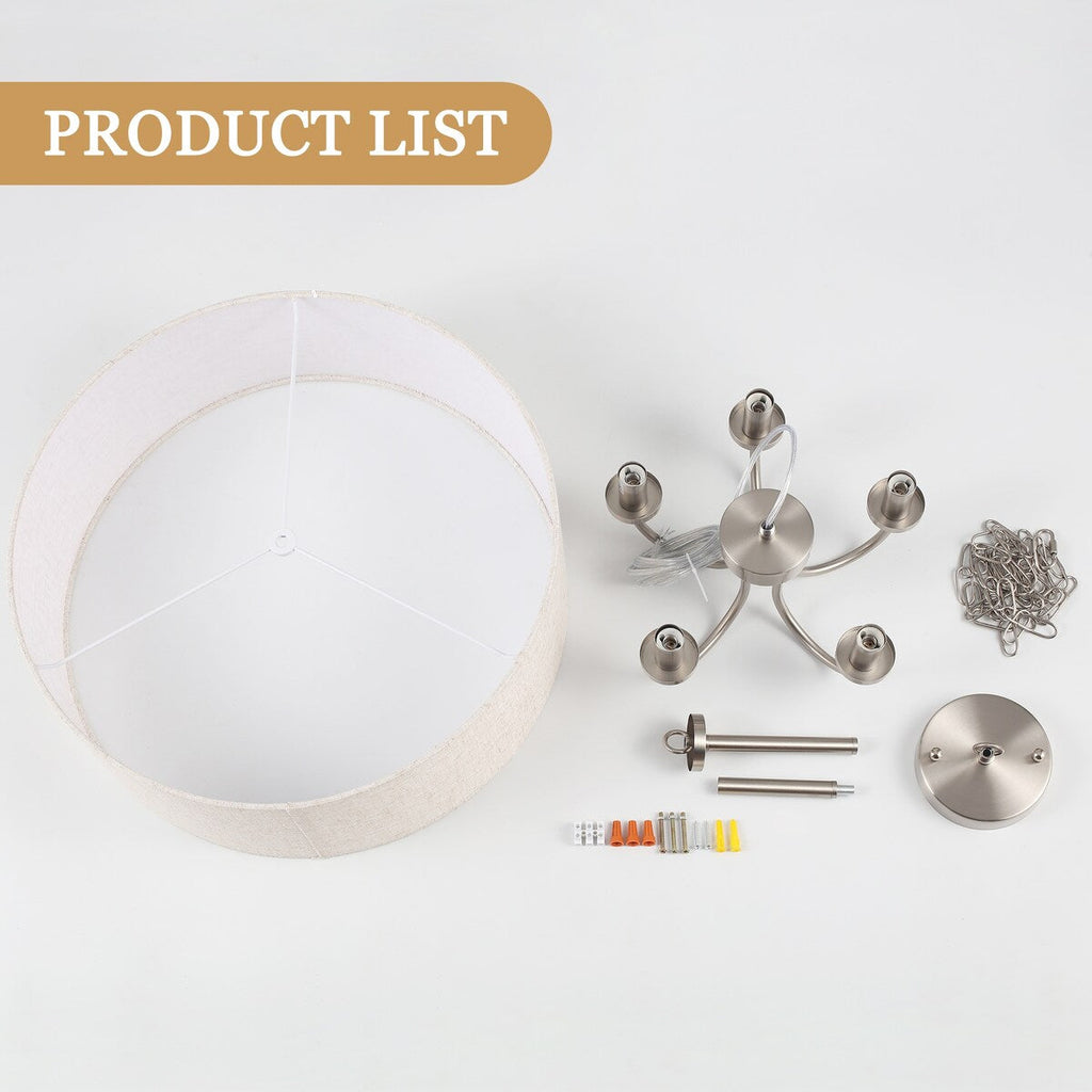 Plafonnier semi-encastré moderne à 5 lampes pour salle à manger, chambre à coucher, salon - N/A