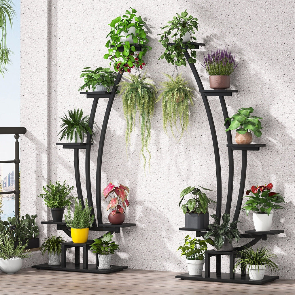 Support pour plantes d'intérieur, étagère à fleurs à 6 niveaux pour jardin - Lot de 2