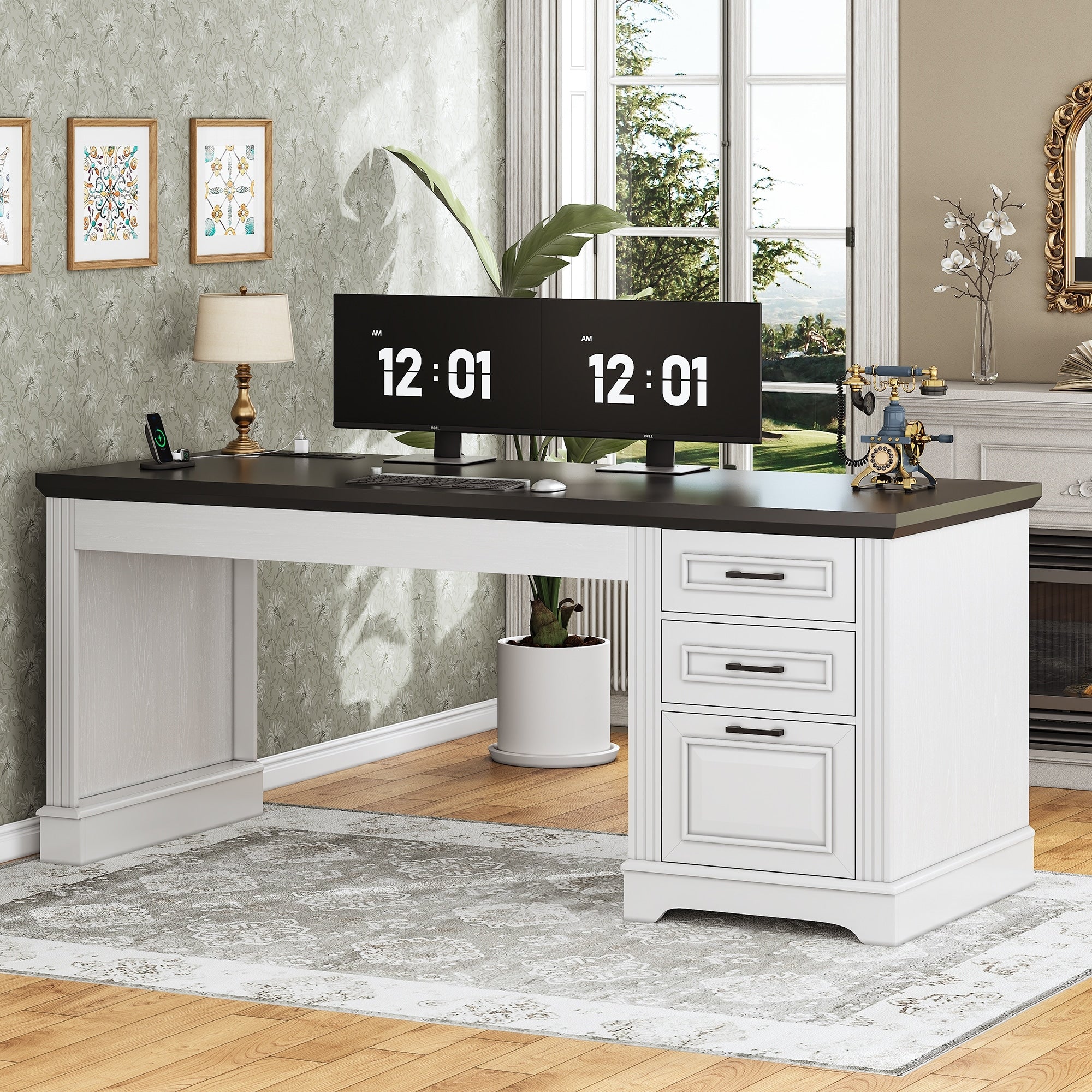 Bureau de direction de ferme Bureau à domicile Tiroir de classement Support d'écran Prise de courant