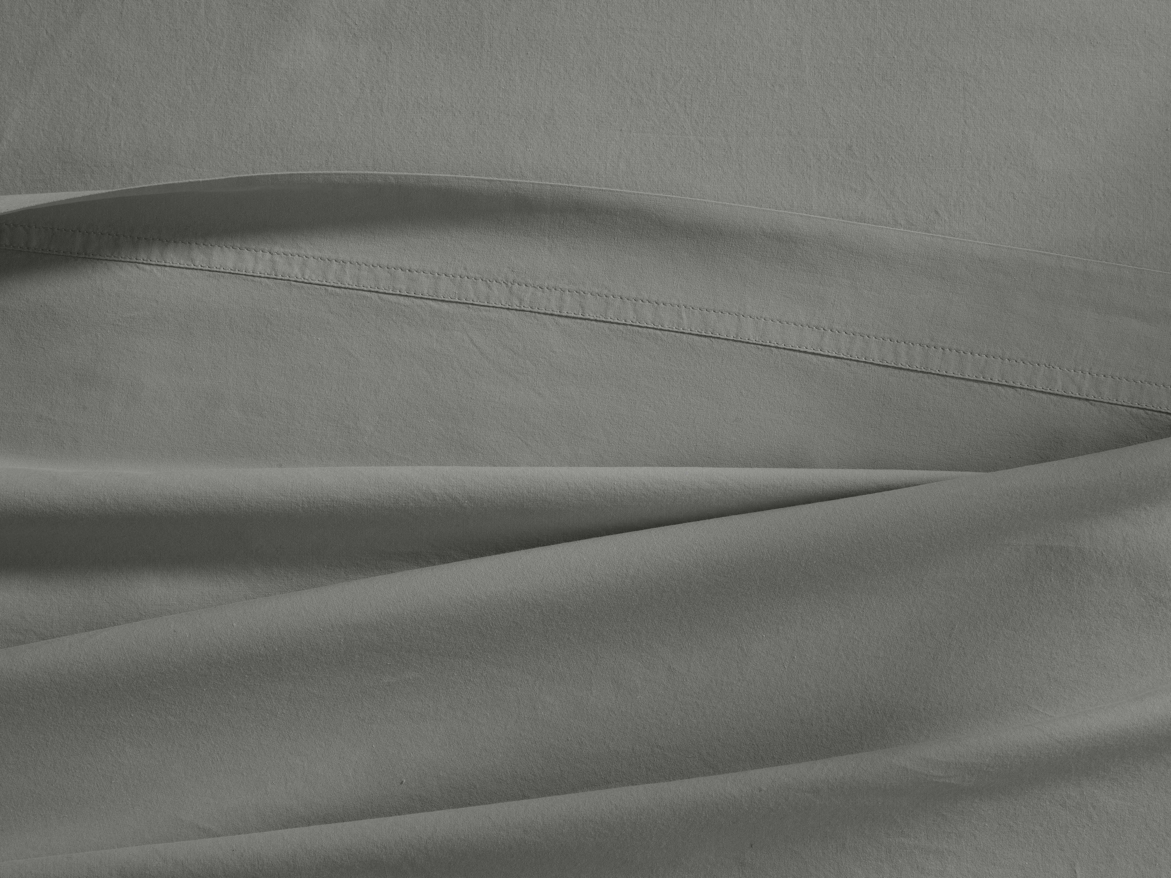 Drap plat King size en percale teintée italienne anthracite