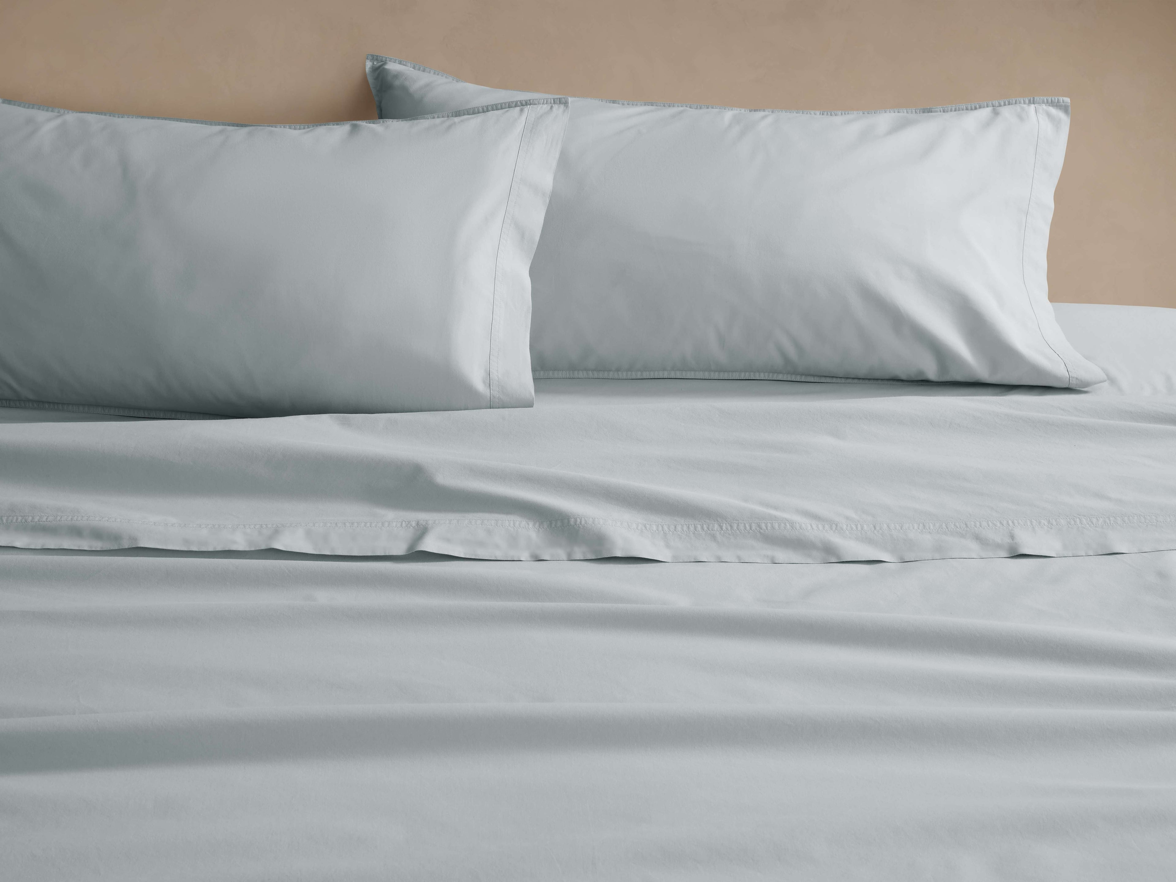 Parure de draps en percale teintée italienne ciel