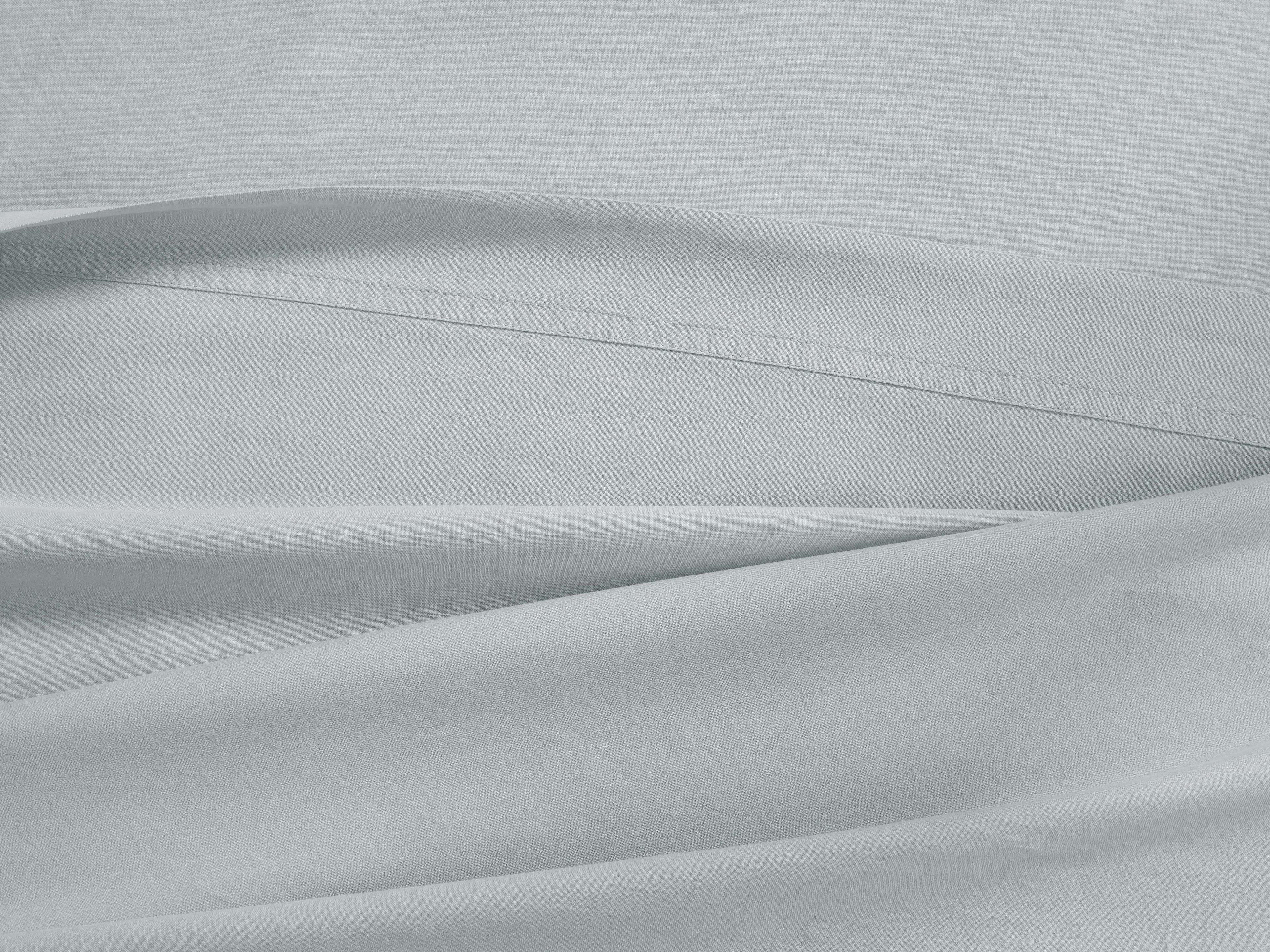 Drap plat King size en percale teintée italienne, coloris ciel