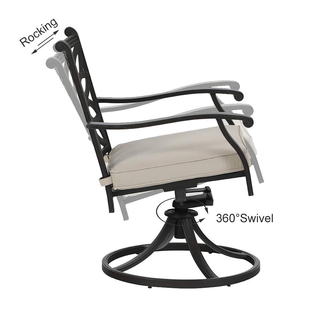 Ensemble de salle à manger/salle à manger de patio en aluminium moulé MAISON ARTS avec table à manger ronde et 6 chaises de patio en aluminium moulé