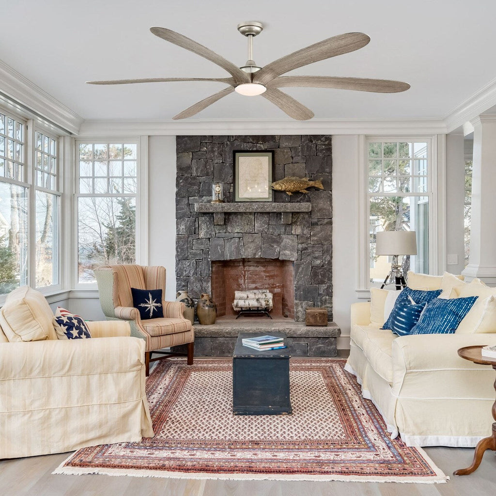 Grand ventilateur de plafond à courant continu à 6 pales en bois flotté de 72 pouces avec lumière et télécommande