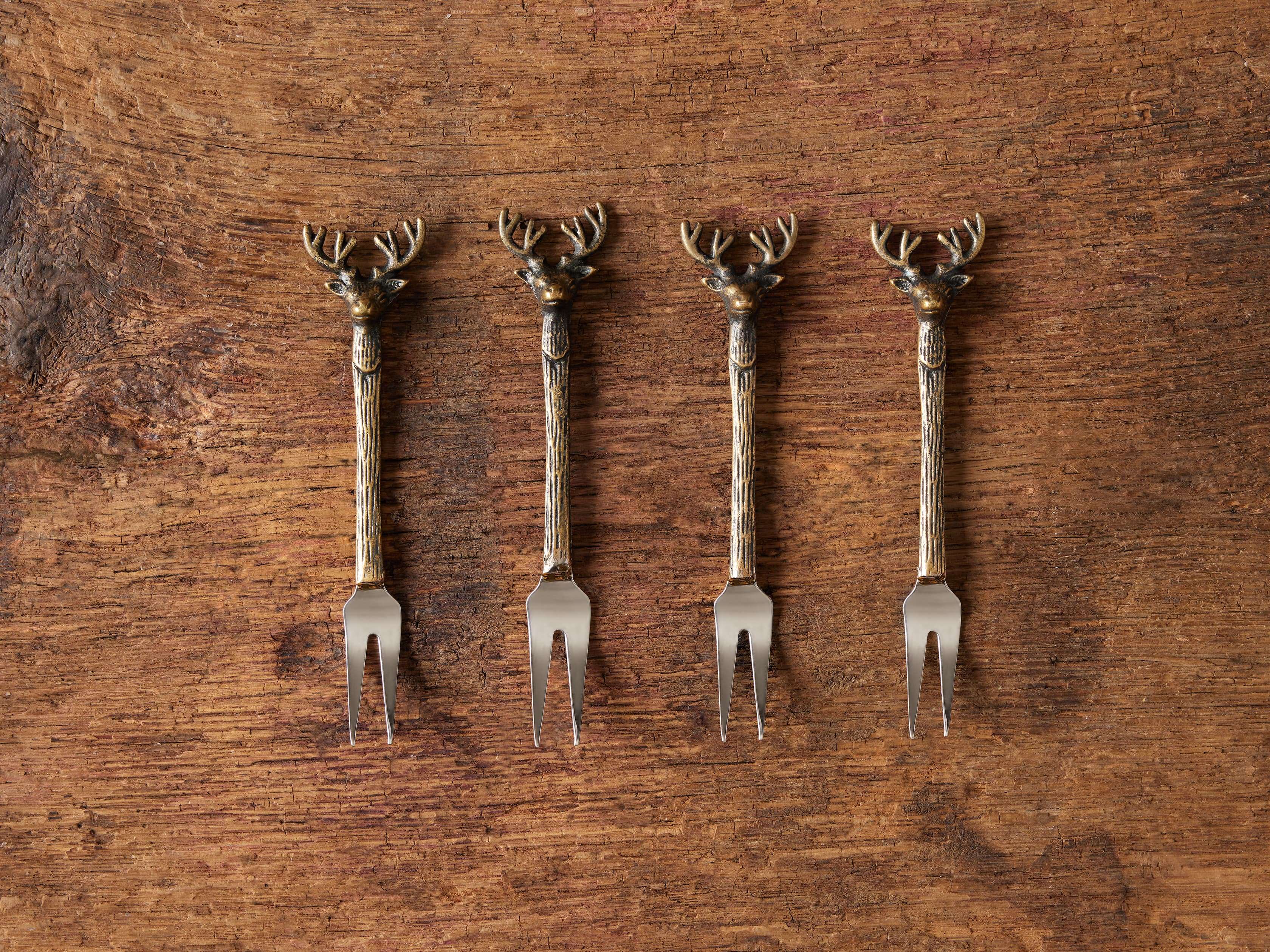 Fourchettes à apéritif en forme de cerf (lot de 4)