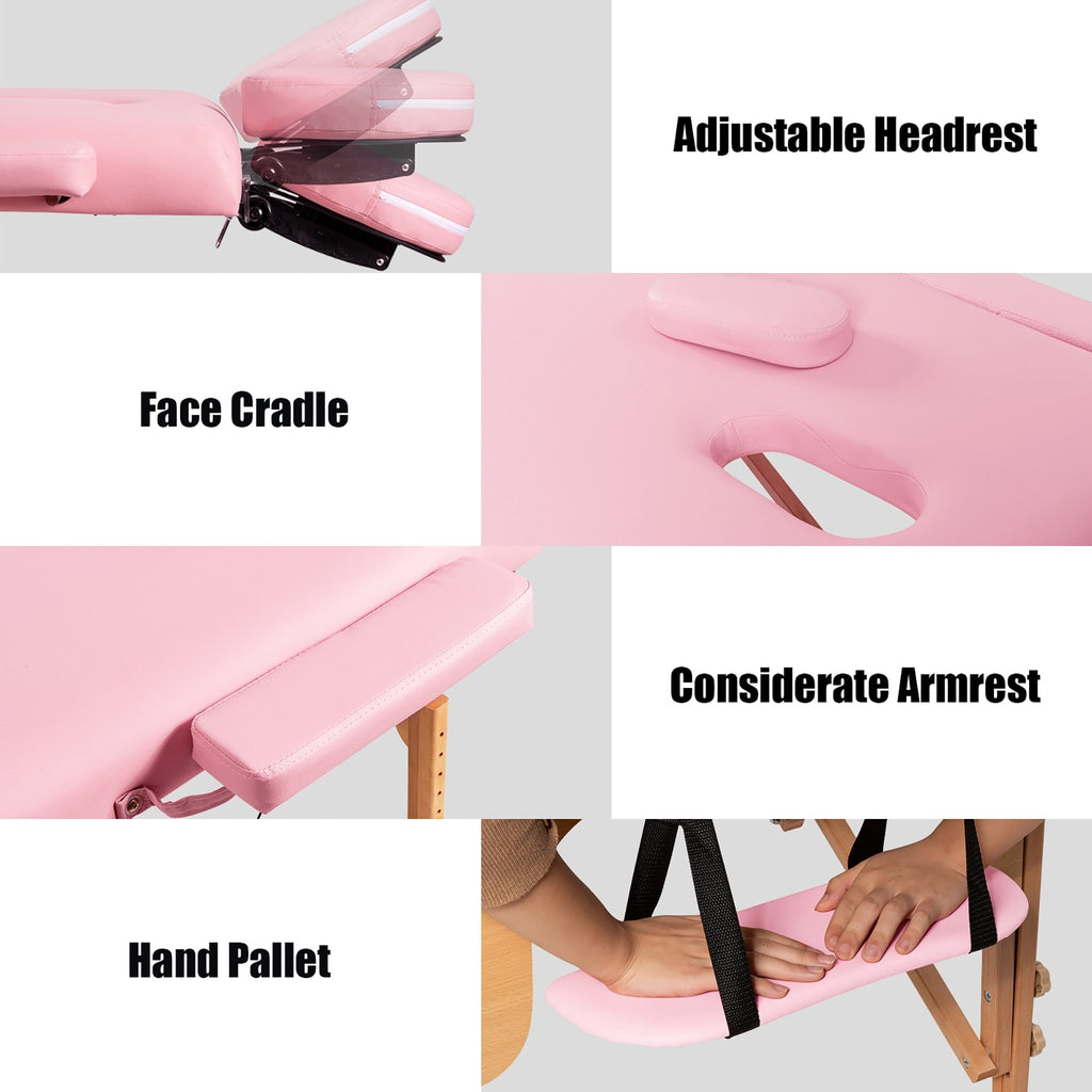 Table de massage portable 84''L, réglable, pour le visage, le spa et le tatouage, avec transport