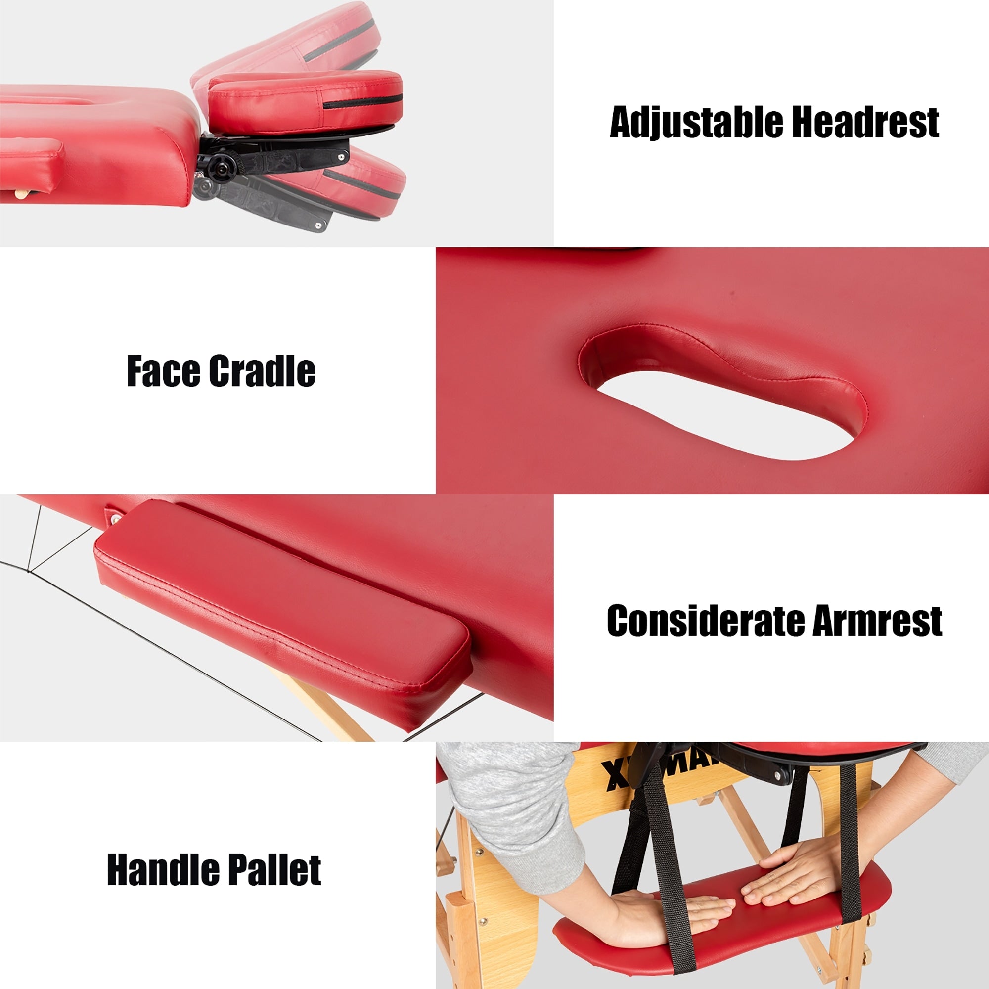 Table de massage portable 84''L, réglable, pour le visage, le spa et le tatouage, avec transport