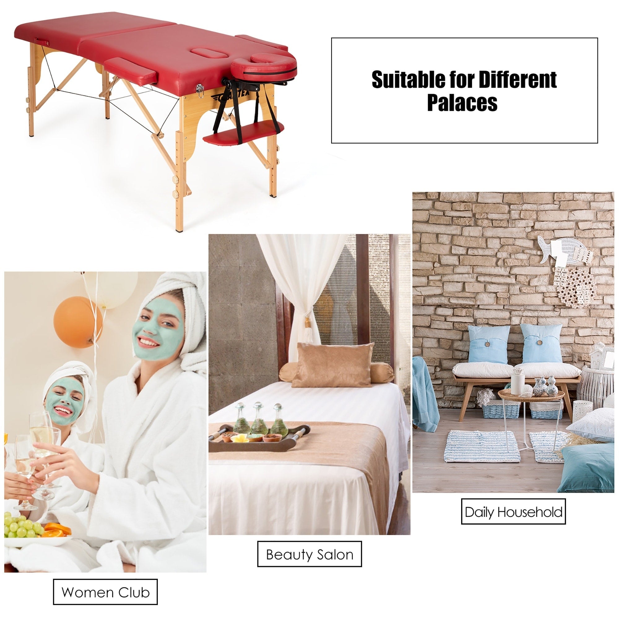 Table de massage portable 84''L, réglable, pour le visage, le spa et le tatouage, avec transport