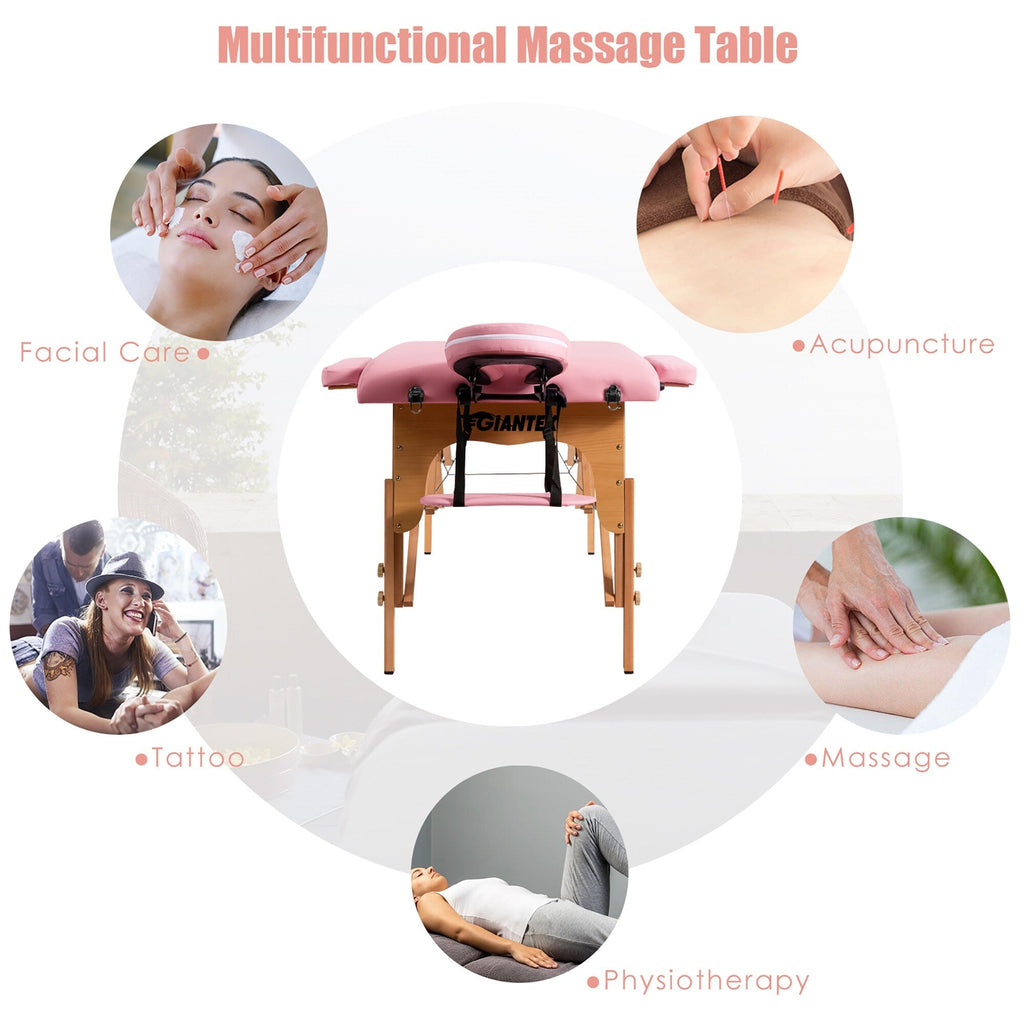 Table de massage portable 84''L, réglable, pour le visage, le spa et le tatouage, avec transport