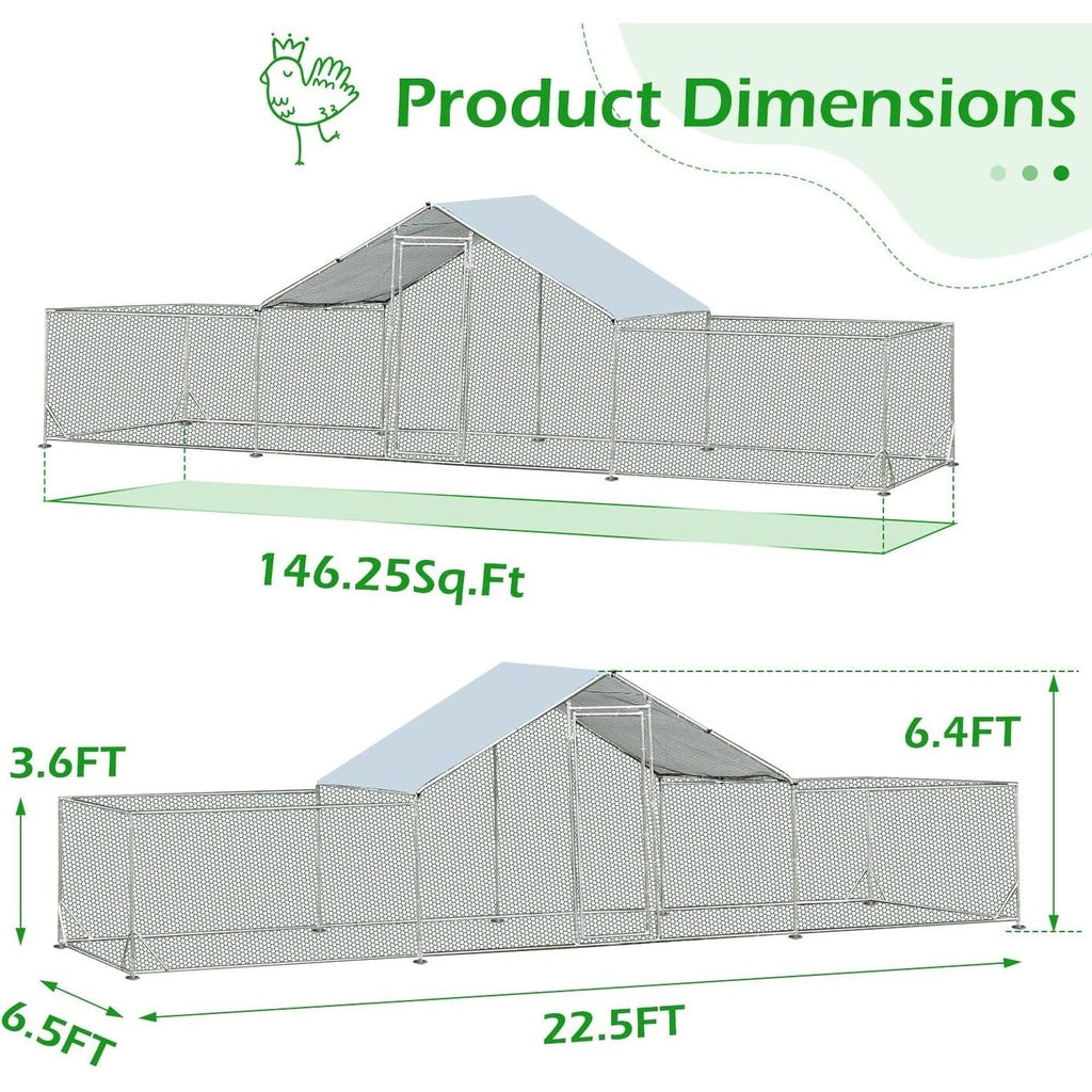 AECOJOY Grand poulailler en métal avec cage à poulets en métal