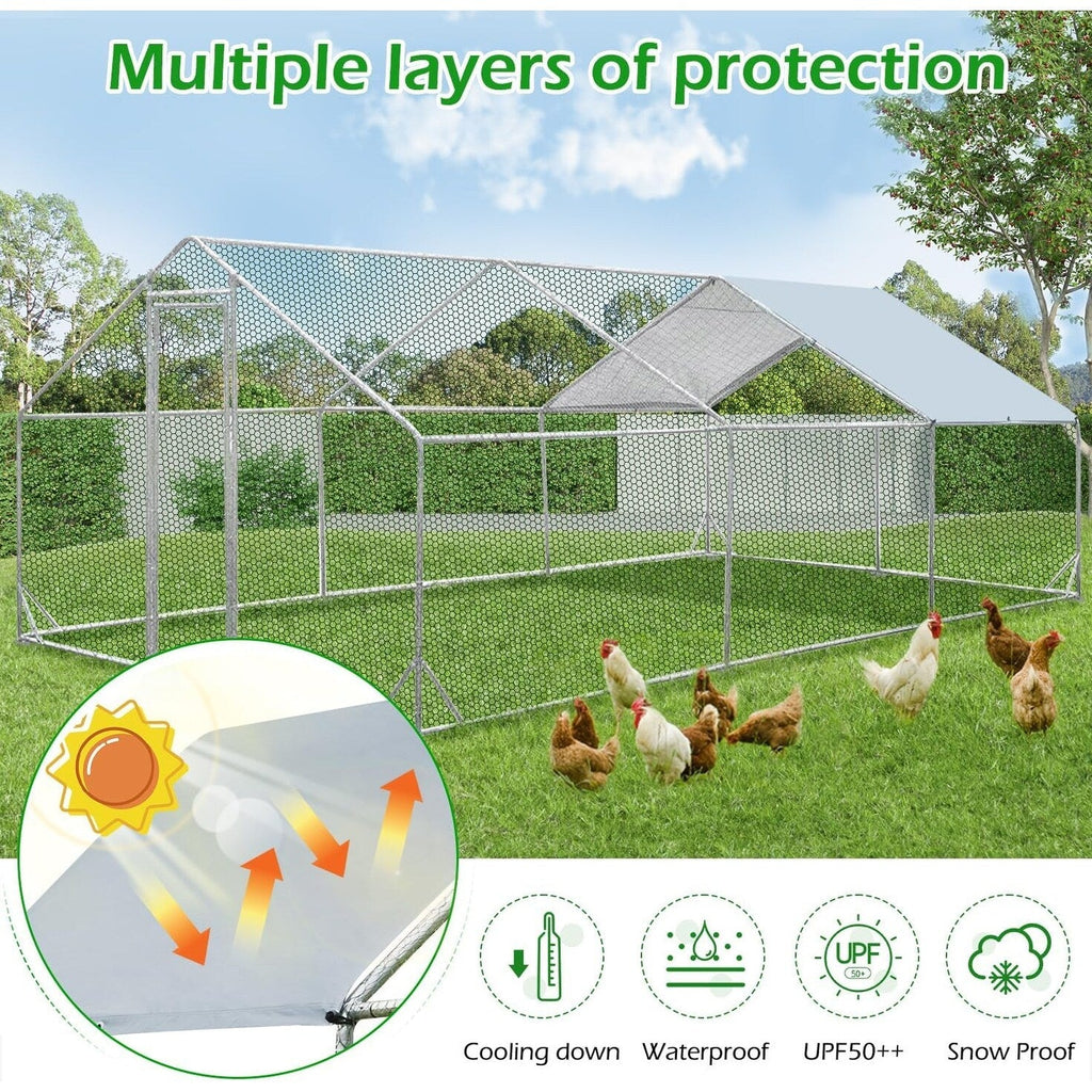 AECOJOY Grand poulailler en métal avec cage à poulets en métal