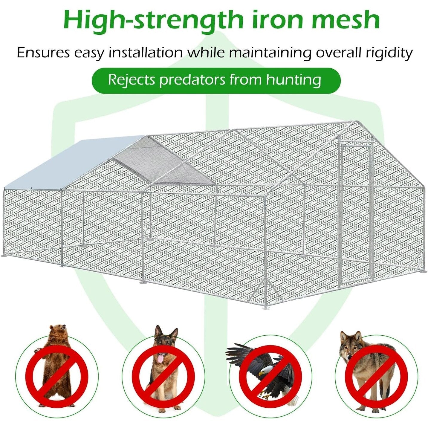 AECOJOY Grand poulailler en métal avec cage à poulets en métal