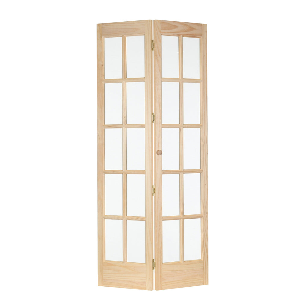 Porte pliante traditionnelle en pin brut AWC de 30 pouces avec verre divisé