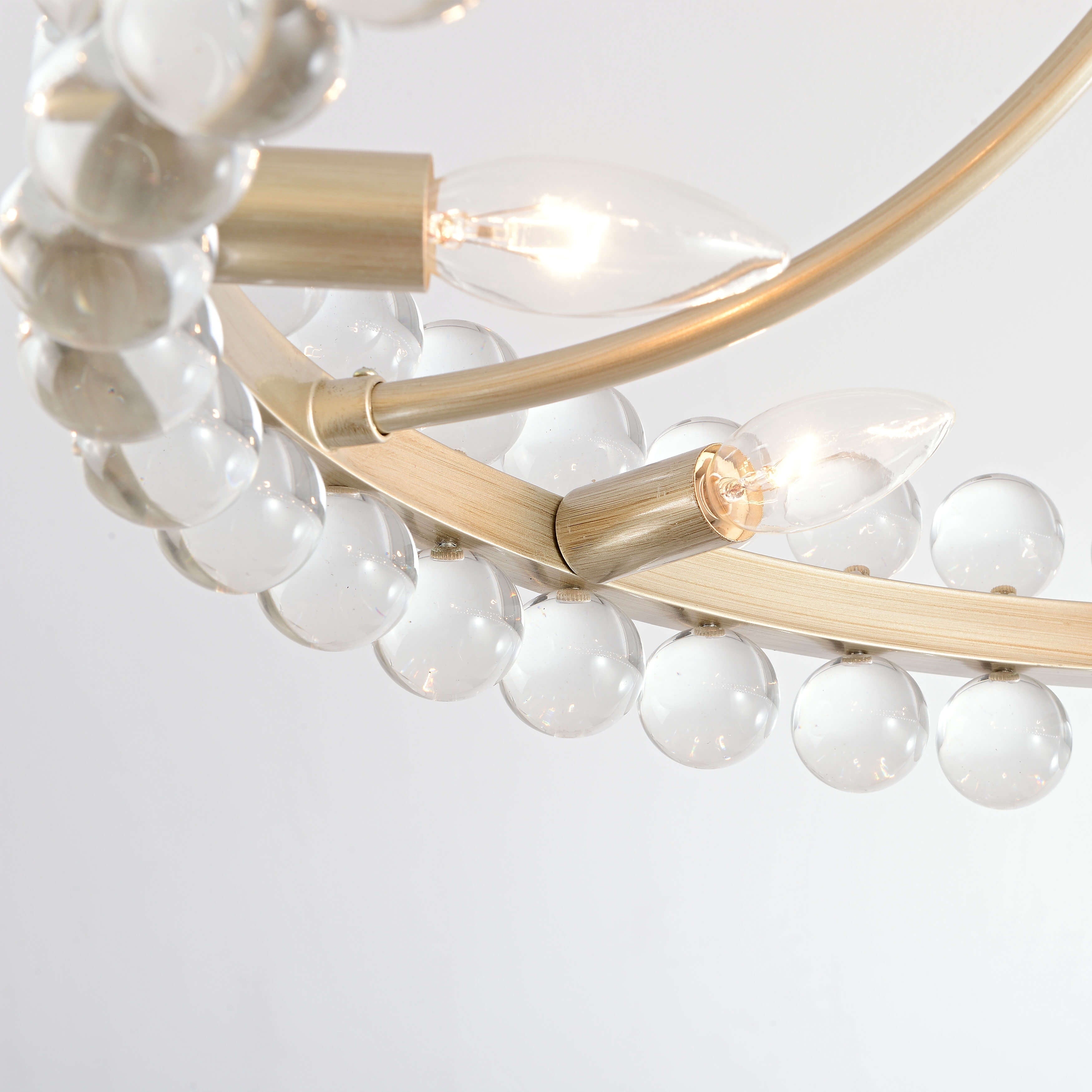 Plafonnier semi-encastré en cristal Elvira à 8 lumières, forme de roue de chariot