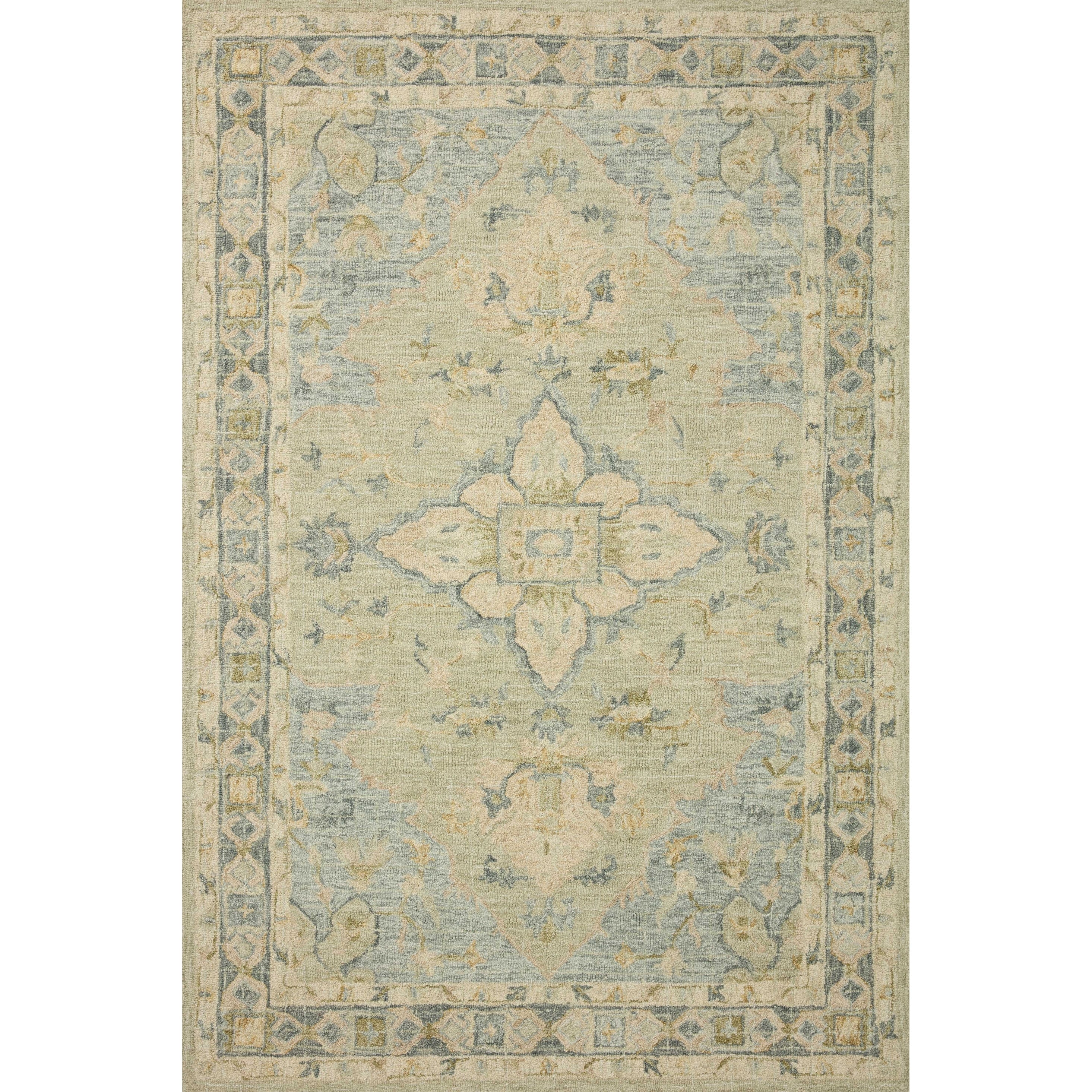 Tapis traditionnel en laine crocheté à la main en mosaïque Alexander Home