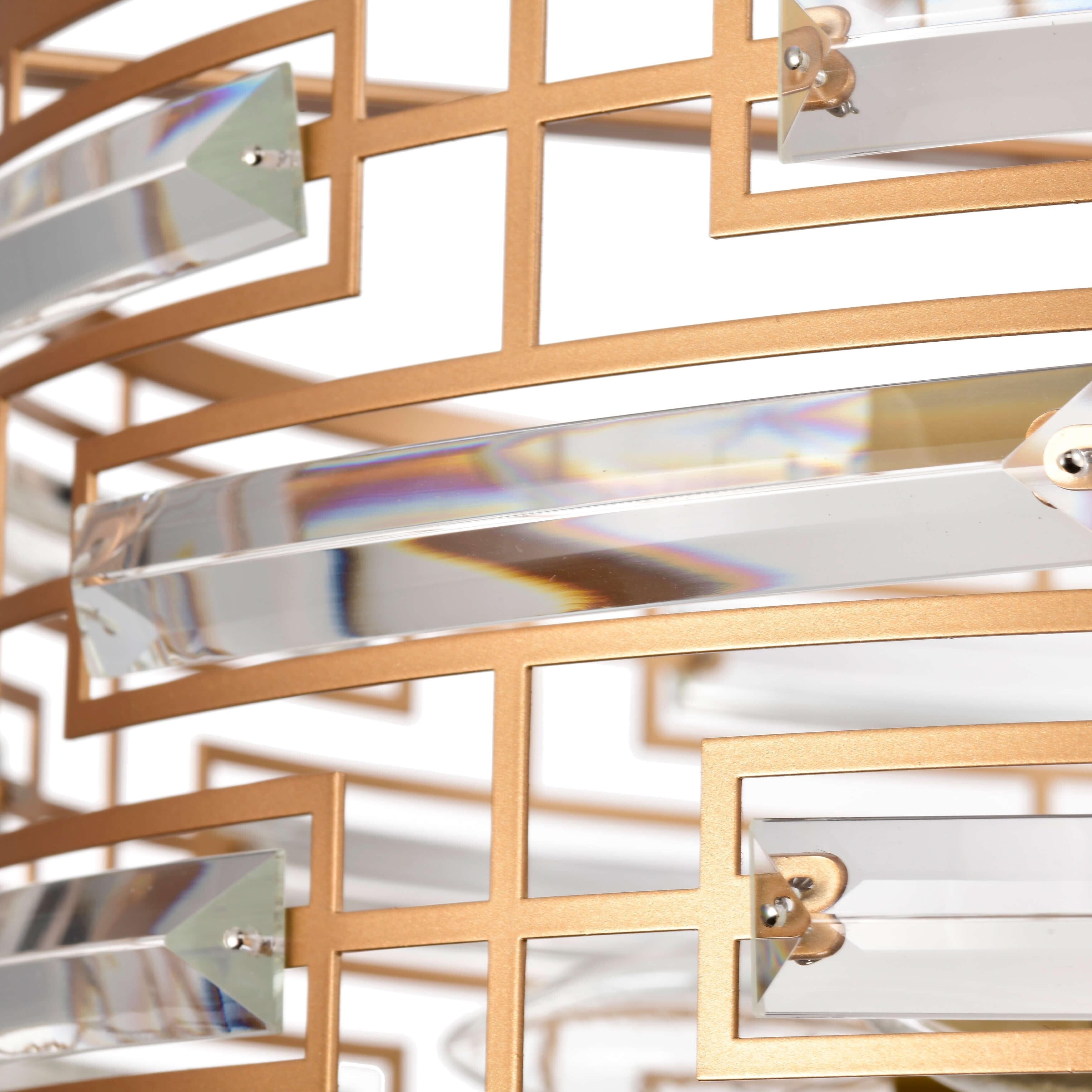 Lustre à abat-jour tambour Anita avec prisme en verre transparent