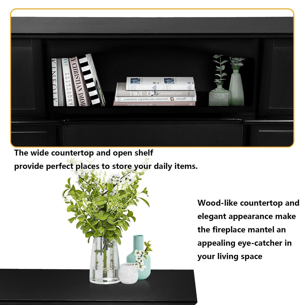 Cheminée électrique Bossin 43 avec manteau, insert de cheminée électrique de 23 pouces, meuble TV autonome avec foyer en bois