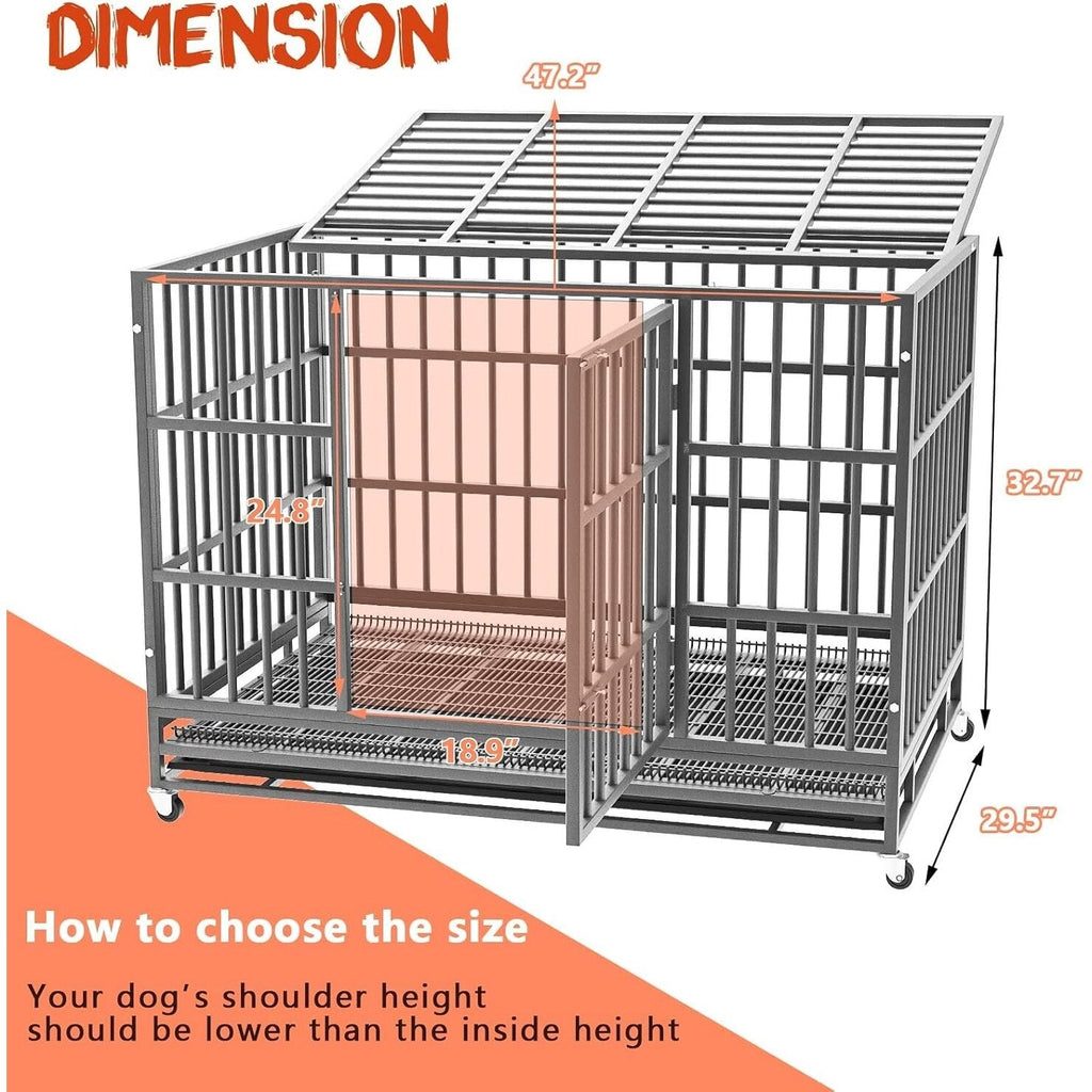 Cage pour chien Bossin 48/38 pouces, robuste et indestructible, cage anti-évasion avec roues verrouillables