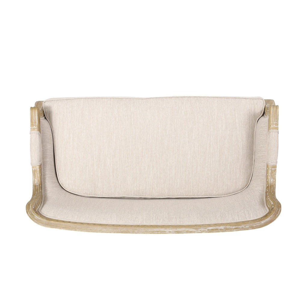 Canapé causeuse en bois beige et brun avec cadre en bois d'hévéa