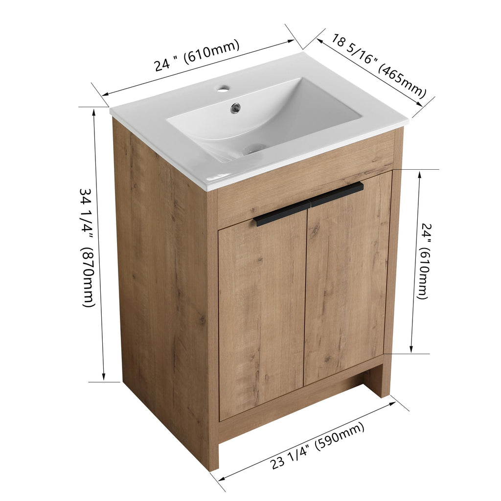 Beingnext Meuble-lavabo 24/30/36 avec porte à fermeture douce et étagère réglable
