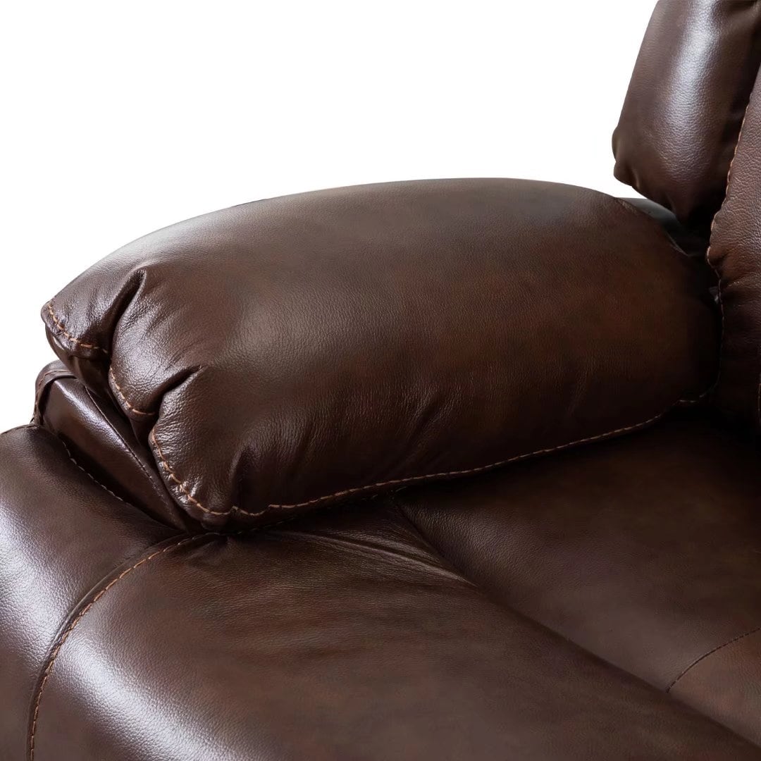 Ensemble de canapés inclinables manuels en cuir véritable de style moderne du milieu du siècle