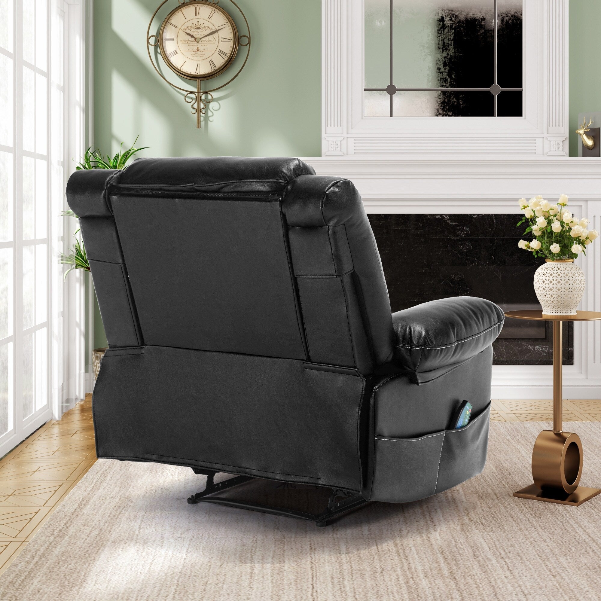 Fauteuil inclinable manuel marron avec massage à 8 points, fonction chauffante et cadre robuste pour un confort optimal au salon