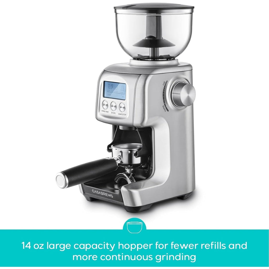 Moulin à café électrique CASABREWS Tornado à meules coniques argentées - N/A