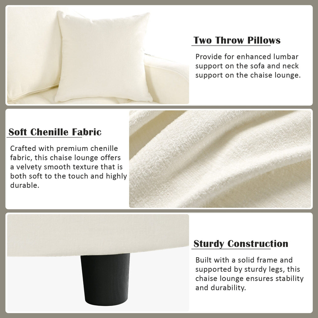 Canapé-lit en chenille, canapé-lit rembourré avec dossier capitonné et 2 coussins amovibles pour le salon